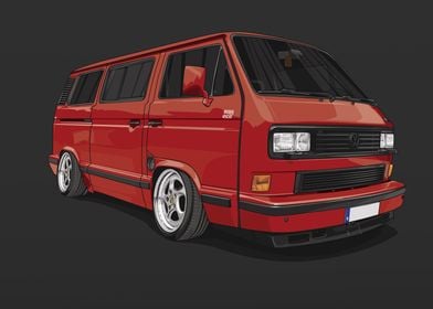 Red VW T3 Static Fuchs