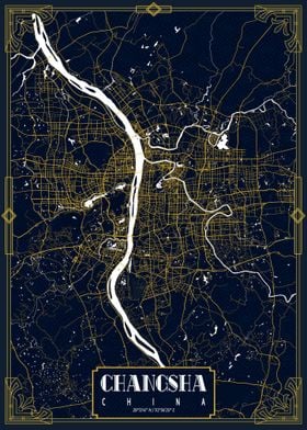 Changsha City Map Gold