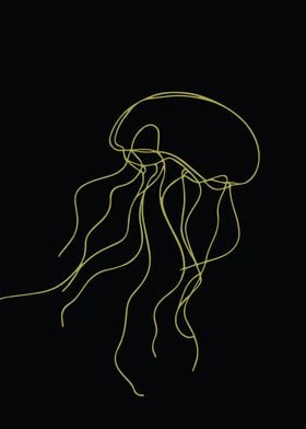 Golden Line Art Jellyfish