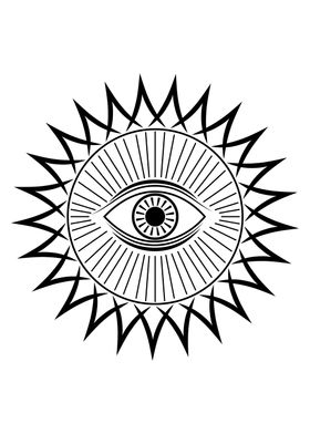 Tattoo eye with rays