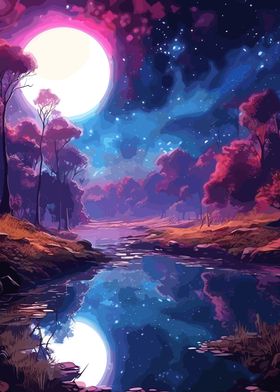 galaxy night forest