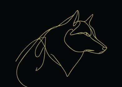 Golden Line Art Wolf