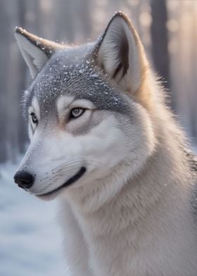 Wolf in forest snow