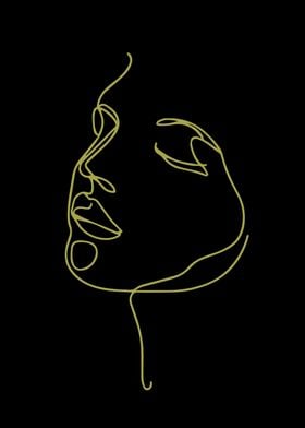 Golden Line Art Woman Face