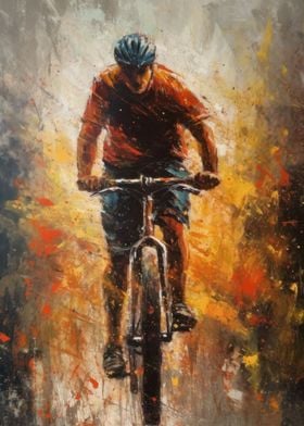 Oil Painting of a Cyclist