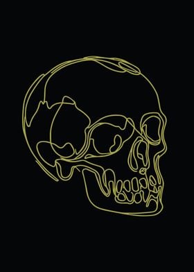 Golden Line Art Skull