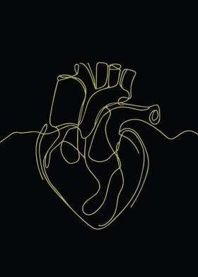 Golden Line Art Heart