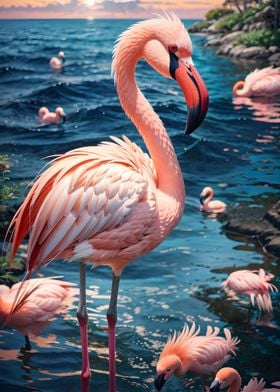 Pink bird flamingo