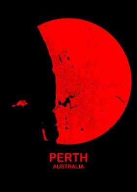 Perth Black Red Circle Map