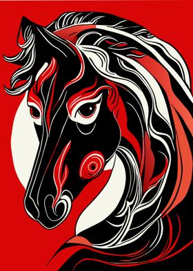 Red head horse illustratio