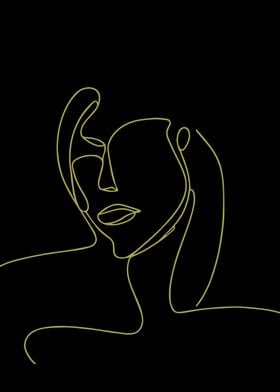 Golden Line Art Woman Face