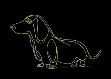 Golden Line Art Dachshund