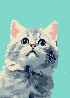 Cat Kitten Snow Pixel Art