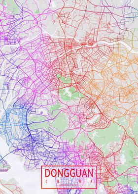 Dongguan City Map Colorful