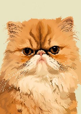 Cute Persian Cat Pixel Art