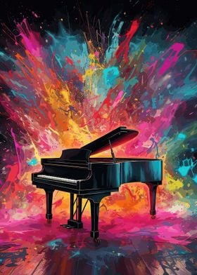 piano watercolor