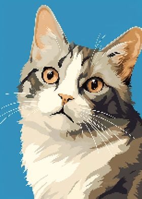 Adorable Cat Pixel Art