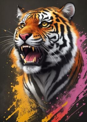 Angry tiger painting