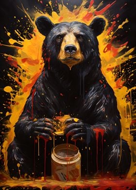 Black Bear with Honey Jar