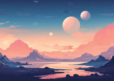 Fictional planet night sky