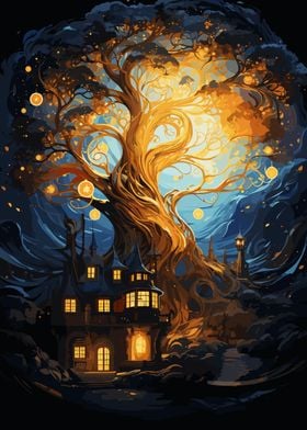 Fantasy House under a Tree