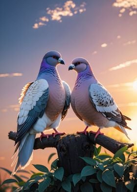 Pigeon bird sunrise