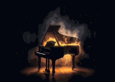 piano watercolor