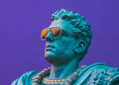 Statue wearing glasses