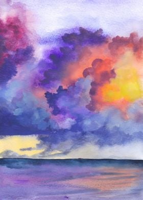 Watercolor Colorful Cloud