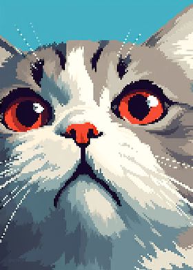 Cute Curious Cat Pixel Art