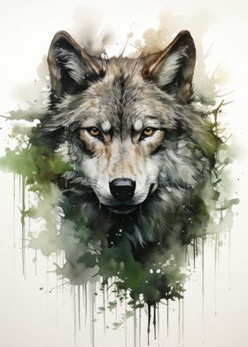 Wolf in watercolor