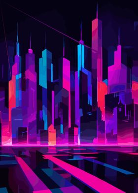 Abstract Cyberpunk City