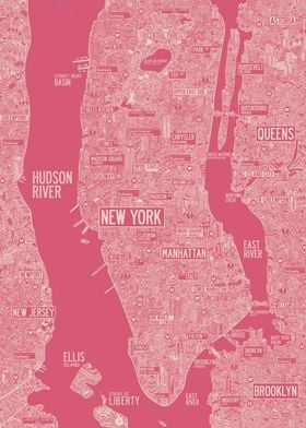 New York map poster print 