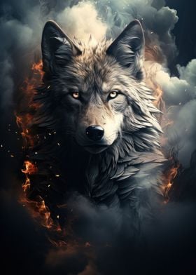 Wolf on dark