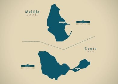 Ceuta Melilla Spain map