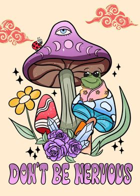 Retro frog with mushroom 