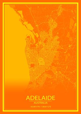 Adelaide Orange Yellow Map