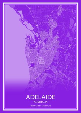 Adelaide Purple White Map