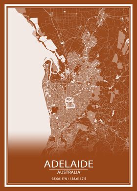 Adelaide Brown White Map