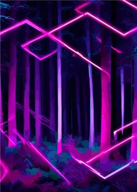 Abstract Cyberpunk Forest