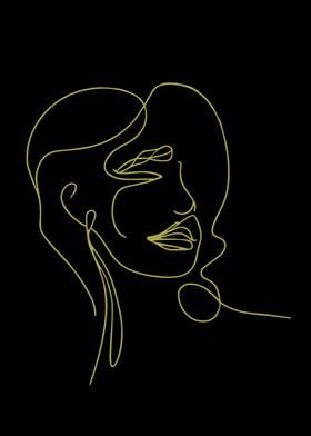 Golden Line Art Woman Face