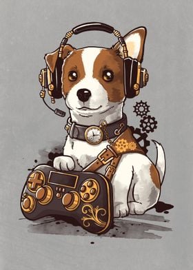 Steampunk gamer dog