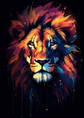 Colorful Lion Face
