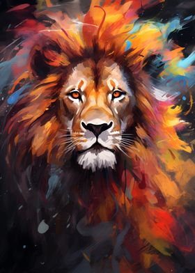 Lion portrait painting