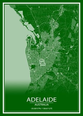 Adelaide Green White Map