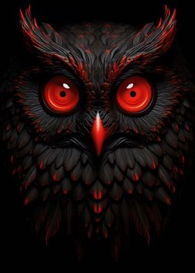 Owl Red And Black Animals