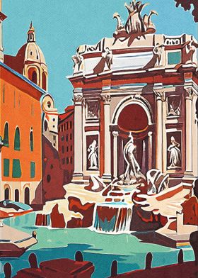 Trevi Fountain Retro