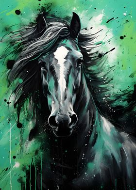 Black and Green Horse