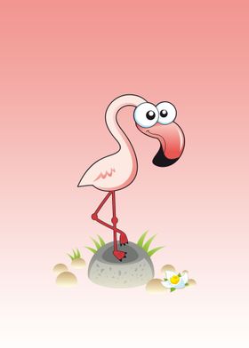 pink crane cute animal