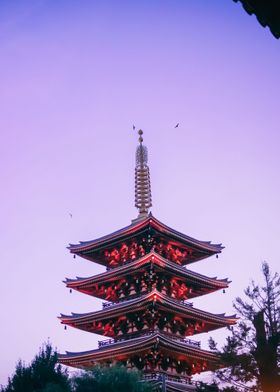 Japanese Temple at Sunset